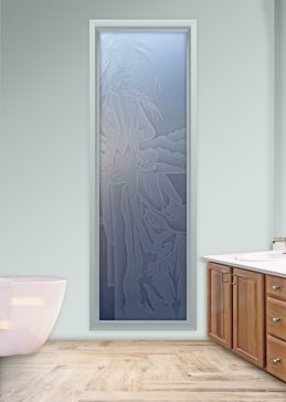 Art Glass Window Featuring Sandblast Frosted Glass by Sans Soucie for Private with Art Deco Debonair Design
