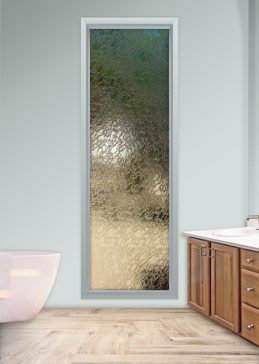 Handcrafted Etched Glass Window by Sans Soucie Art Glass with Custom Patterns Design Called Delta Clear Creating Semi-Private