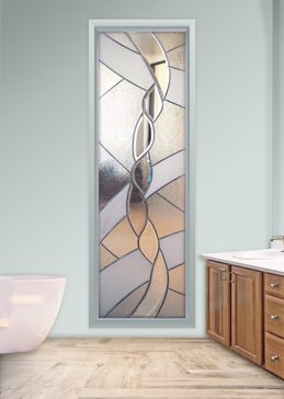 Art Glass Window Featuring Sandblast Frosted Glass by Sans Soucie for Semi-Private with Abstract Dreamscape Design