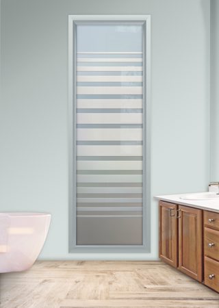 Window with a sandblast Frosted Glass Geometric Design Custom-Designed Decorative Etched Glass