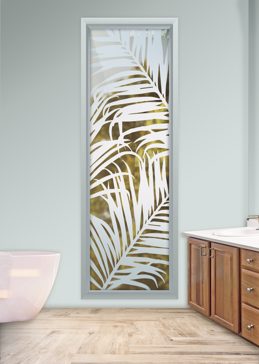 Handmade Sandblasted Frosted Glass Window for Not Private Featuring a Tropical Design Fern Leaves by Sans Soucie