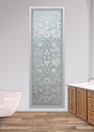 Window with a sandblast Frosted Glass Traditional Design Custom-Designed Decorative Etched Glass
