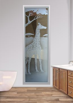Window with Frosted Glass African Giraffe Design by Sans Soucie