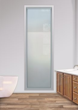 Art Glass Window Featuring Sandblast Frosted Glass by Sans Soucie for Private with Geometric Gradient Design