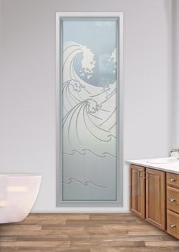 Custom-Designed Decorative Window with Sandblast Etched Glass by Sans Soucie Art Glass Handcrafted by Glass Artists