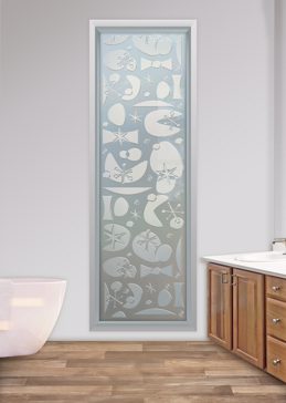 Window with Frosted Glass Geometric Jetsons Design by Sans Soucie