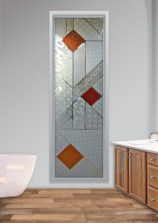 Window featuring Frosted Glass Design Etched Glass by Sans Soucie Art Glass with Custom Geometric Design Matrix