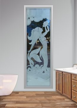 Window with Frosted Glass Oceanic Mermaid Design by Sans Soucie