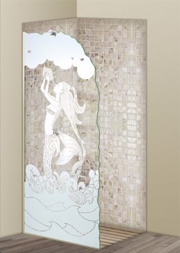 Shower Panel with Frosted Glass Oceanic Mermaid Design by Sans Soucie