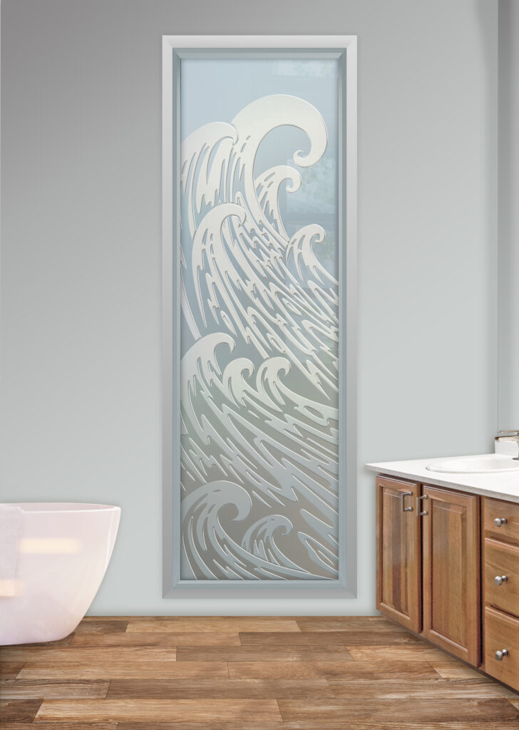Fully private 3D carved frosted glass window