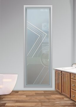 Window with Frosted Glass Geometric Odyssey A Design by Sans Soucie