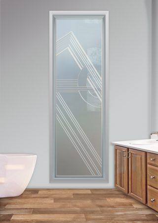 Window with Frosted Glass Geometric Odyssey B Design by Sans Soucie