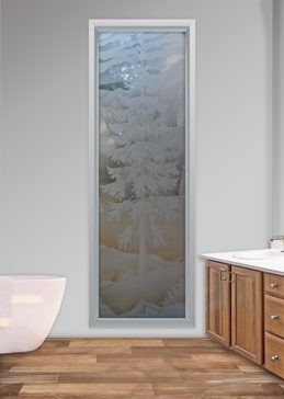 Window with Frosted Glass Trees Oregon Design by Sans Soucie