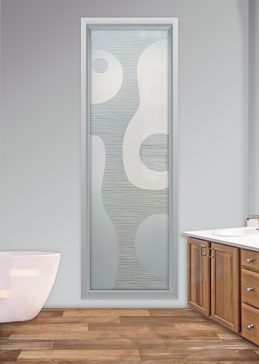 Art Glass Window Featuring Sandblast Frosted Glass by Sans Soucie for Private with Geometric Pegasus Design