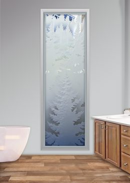 Window with Frosted Glass Trees Pine Trees Design by Sans Soucie