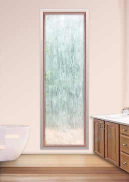 Art Glass Window Featuring Sandblast Frosted Glass by Sans Soucie for Semi-Private with Patterns Rain Drizzle Design