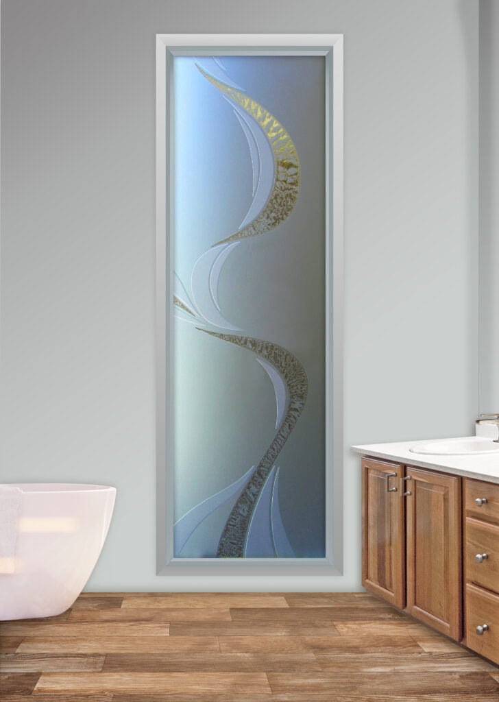 frosted glass window ribbon reflection