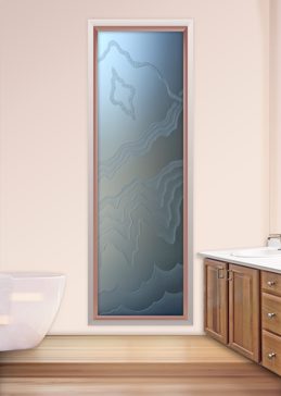 Window with a Frosted Glass Rugged Retreat No GC Abstract Design for Private by Sans Soucie Art Glass