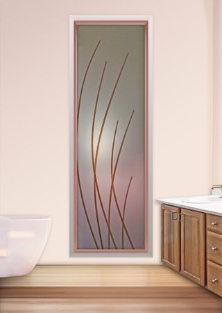 Window with a sandblast Frosted Glass Geometric Design Custom-Designed Decorative Etched Glass