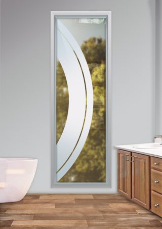 Window with a Frosted Glass Sphere Geometric Design for Semi-Private by Sans Soucie Art Glass