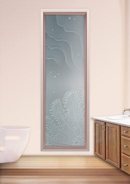 Window with a Frosted Glass Stylaster Coral Ripples Oceanic Design for Private by Sans Soucie Art Glass
