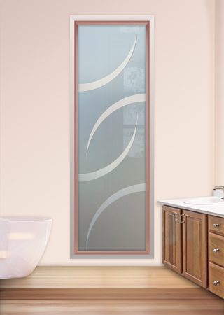 Window with a Frosted Glass Swift Geometric Design for Semi-Private by Sans Soucie Art Glass