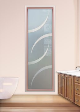 Window with a Frosted Glass Swift Geometric Design for Private by Sans Soucie Art Glass