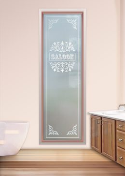 Window with a Frosted Glass Saloon II Whimsical Design for Private by Sans Soucie Art Glass