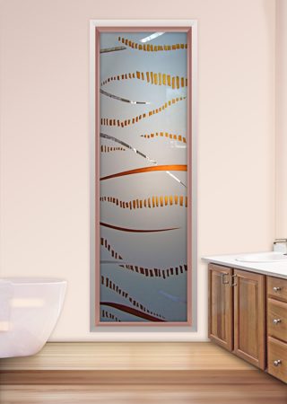 Window with a Frosted Glass Trails Abstract Design for Semi-Private by Sans Soucie Art Glass