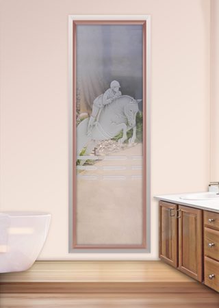 Window featuring a Frosted Glass Traditional Design Sandblast Etched Glass Triple Jump Design by Sans Soucie