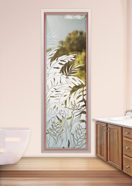 Window with a Frosted Glass Tropical Paradise Tropical Design for Not Private by Sans Soucie Art Glass