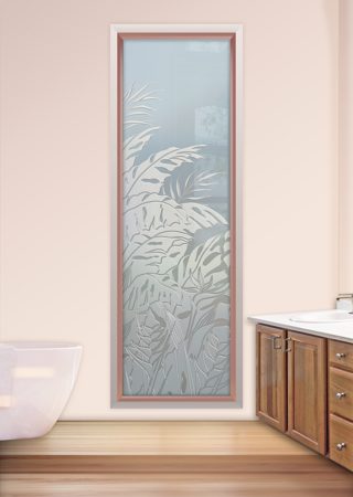 Window with a Frosted Glass Tropical Paradise Tropical Design for Semi-Private by Sans Soucie Art Glass