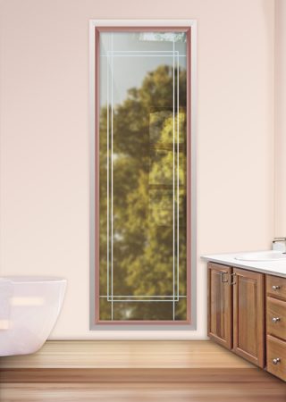 Window featuring a Frosted Glass Borders Design Sandblast Etched Glass Ultra Border Design by Sans Soucie