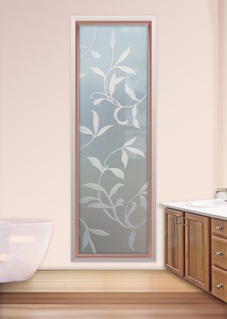 Window with a Frosted Glass Vines Large Foliage Design for Semi-Private by Sans Soucie Art Glass