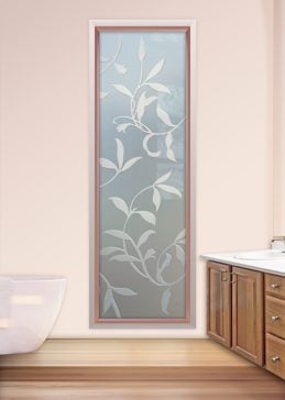Window with a Frosted Glass Vines Large Foliage Design for Private by Sans Soucie Art Glass