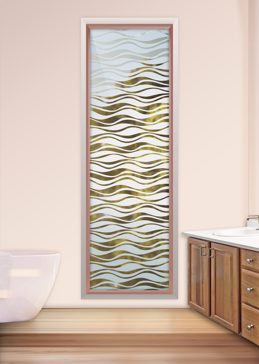Handcrafted Etched Glass Window by Sans Soucie Art Glass with Custom Patterns Design Called Wavy Creating Not Private