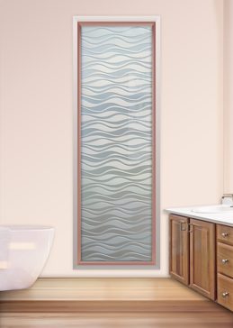 Handcrafted Etched Glass Window by Sans Soucie Art Glass with Custom Patterns Design Called Wavy Creating Private