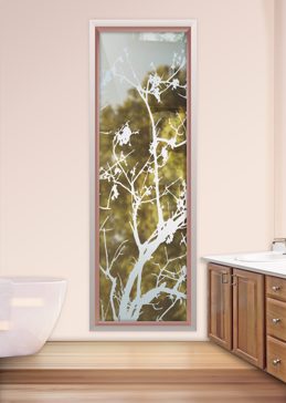 Window with Frosted Glass Asian Wild Cherry Design by Sans Soucie