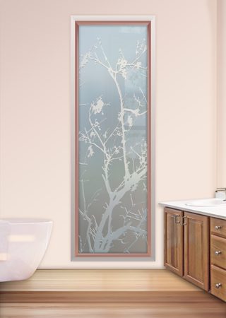 Window with Frosted Glass Asian Wild Cherry Design by Sans Soucie