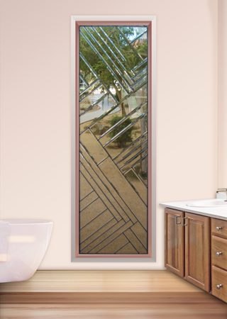 Window with a Frosted Glass Z Bevels Traditional Design for Not Private by Sans Soucie Art Glass