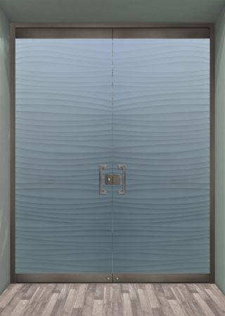 All Glass Front Door with Frosted Glass Patterns Nokes Waves Design by Sans Soucie