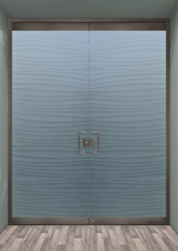 Frameless Glass Door Entry with Frosted Glass Patterns Nokes Waves Design by Sans Soucie