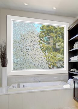 Not Private Window with Sandblast Etched Glass Art by Sans Soucie Featuring River Rock Hill Patterns Design