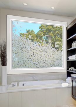 Window with Frosted Glass Patterns River Rock Design by Sans Soucie