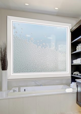 Window with Frosted Glass Patterns River Rock Design by Sans Soucie