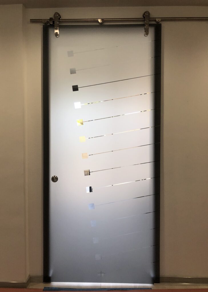 Frosted glass barn door