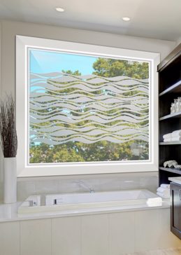 Window with Frosted Glass Patterns Wavy Band Design by Sans Soucie