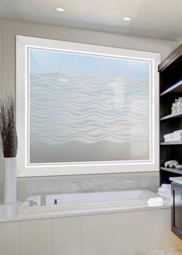 Window with Frosted Glass Patterns Wavy Band Design by Sans Soucie