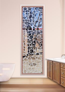 Semi-Private Window with Sandblast Etched Glass Art by Sans Soucie Featuring Web Patterns Design