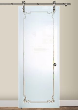 Glass Barn Door with Frosted Glass Borders Florence Border Design by Sans Soucie
